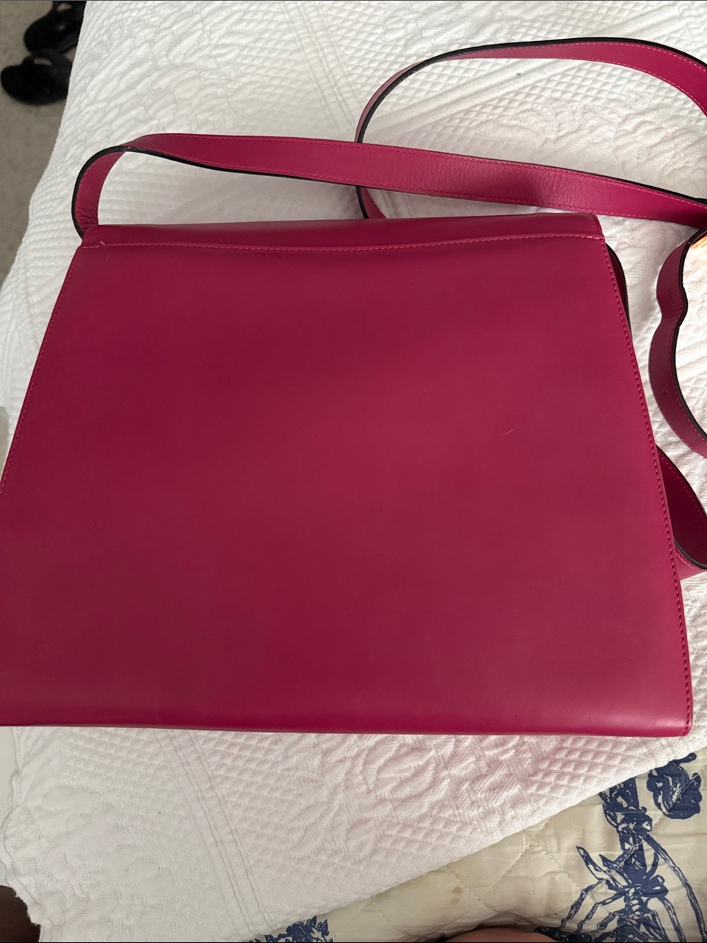Salvatore Ferragamo Fuchsia Leather Envelope Crossbody with Gold Medallion - Picture 3 of 13
